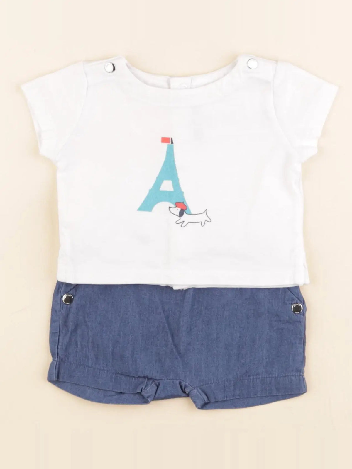 Jacadi - ensemble bleu, blanc - 1 mois