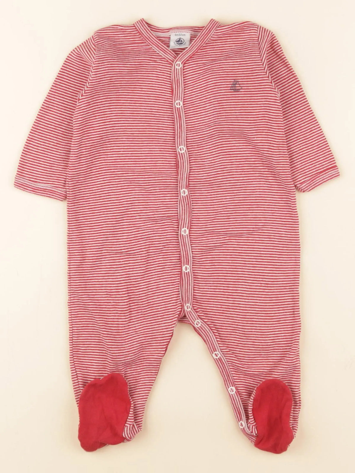 Petit Bateau - pyjama coton rouge - 6 mois