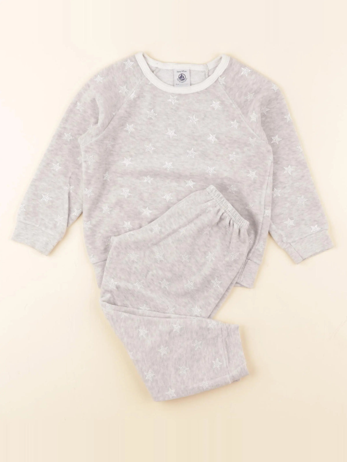 Petit Bateau - pyjama velours gris - 3 ans
