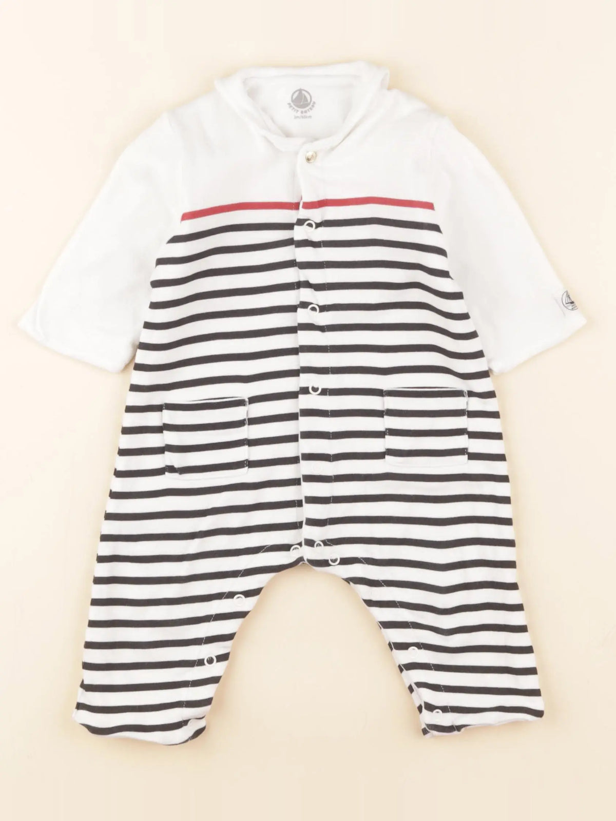 Petit Bateau - pyjama coton blanc - 3 mois