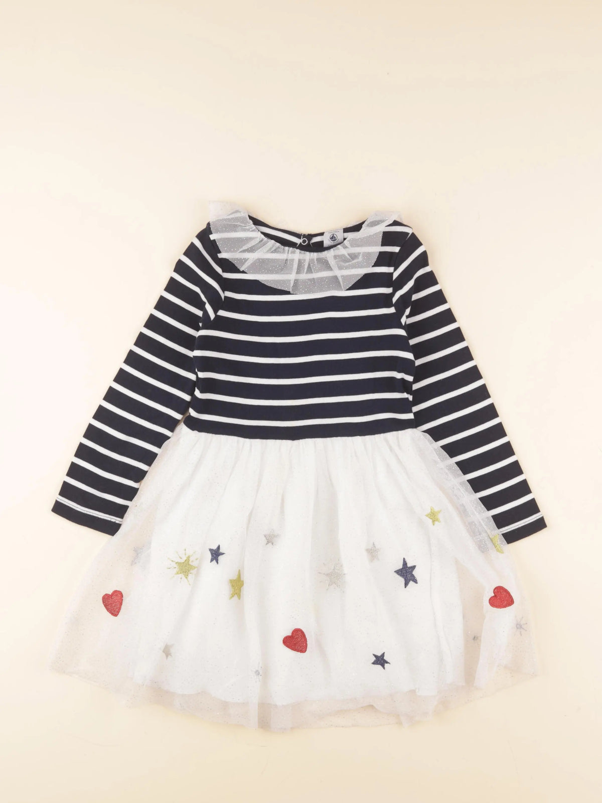 Petit Bateau - robe bleu, argent - 5 ans