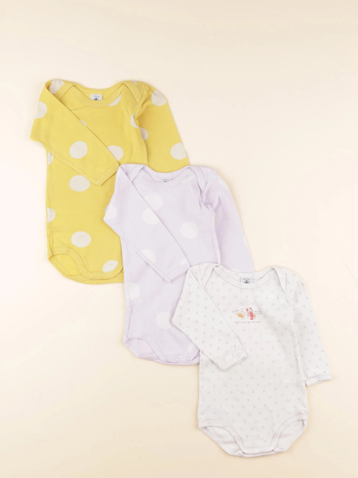 Petit Bateau - lot de 3 bodies en coton multicolore - 12 mois