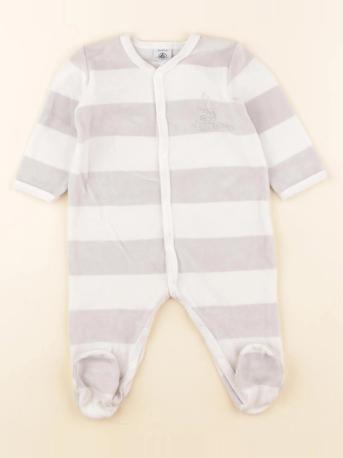 Petit Bateau - pyjama velours gris - 6 mois