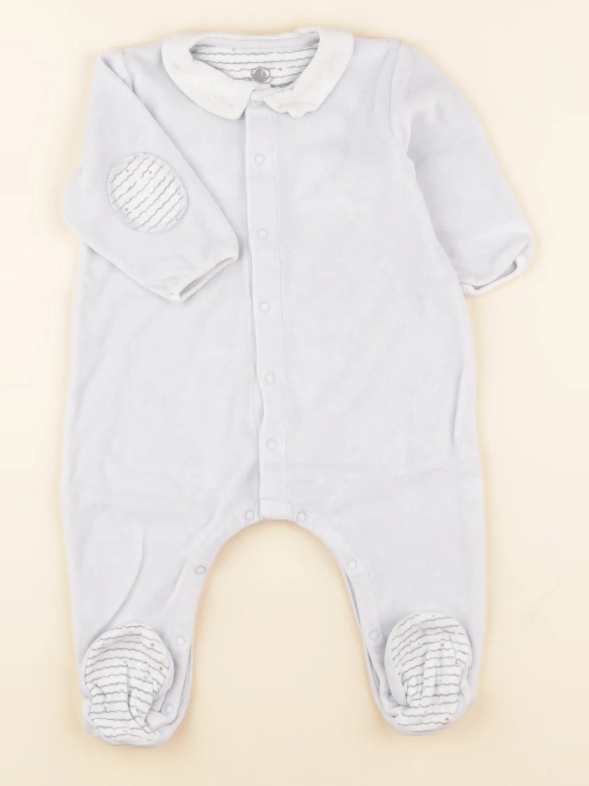 Petit Bateau - pyjama velours bleu - 6 mois