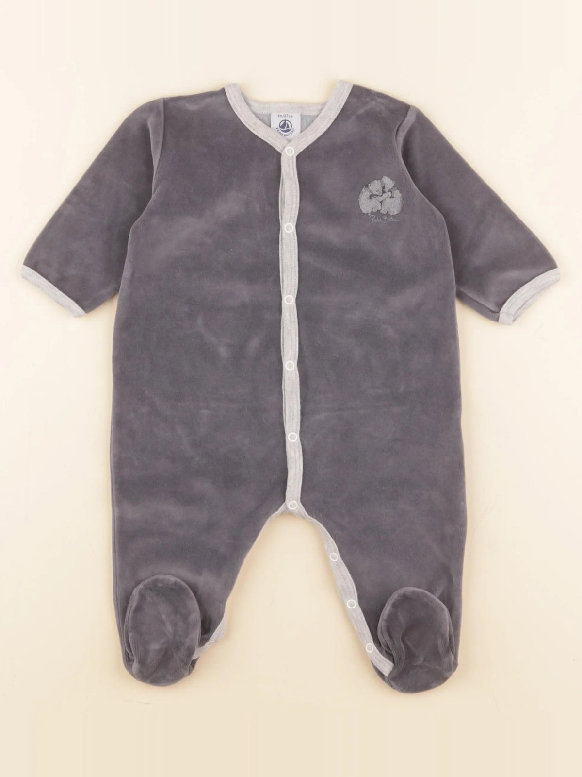Petit Bateau - pyjama coton gris - 6 mois