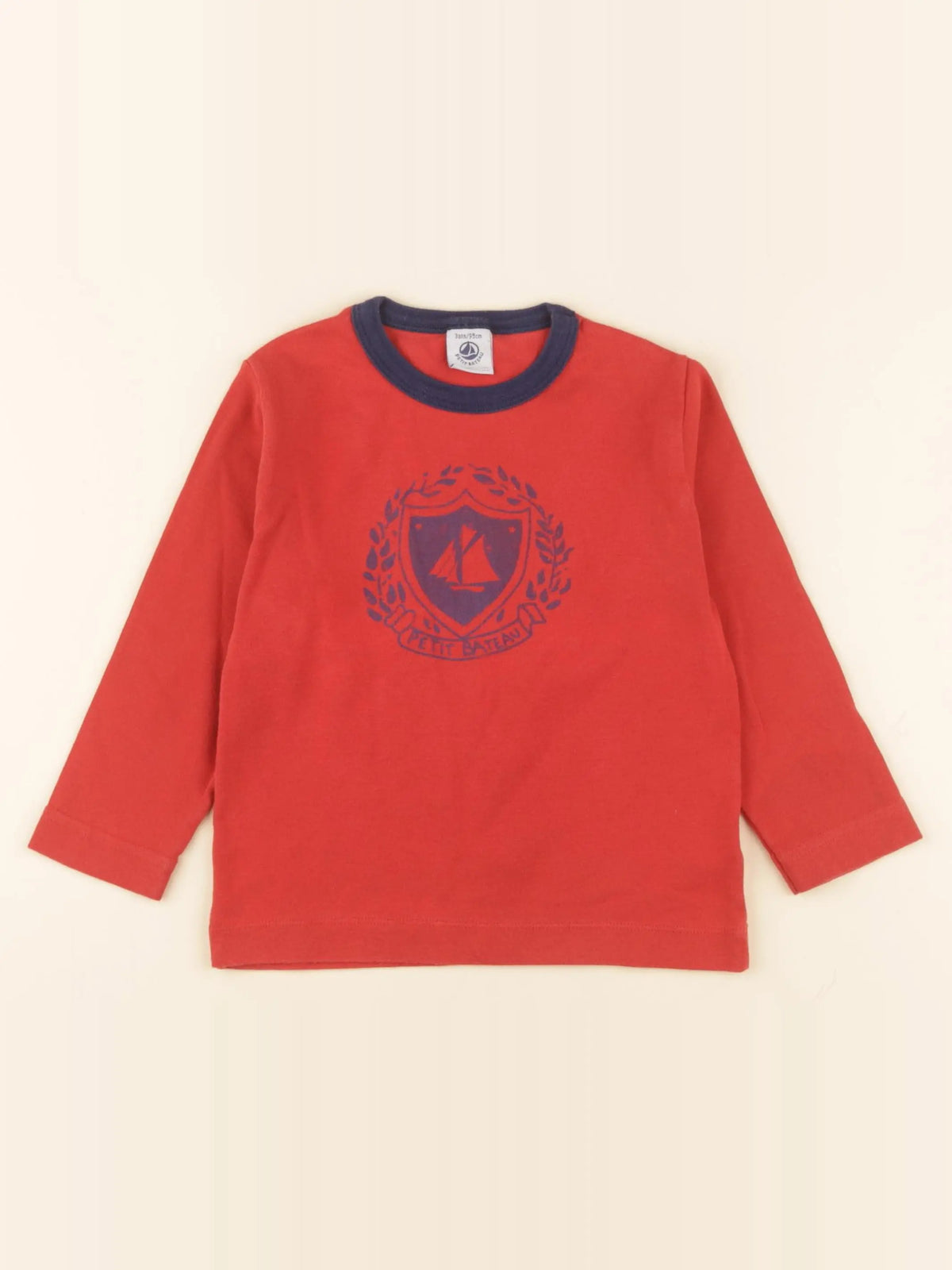 Petit Bateau - maillot de corps bleu, rouge - 3 ans