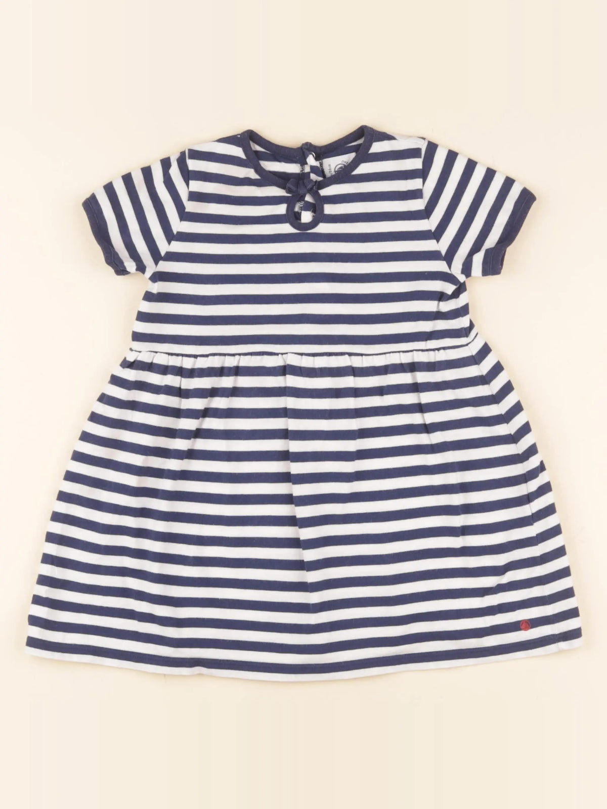 Petit Bateau - robe blanc, bleu - 24 mois