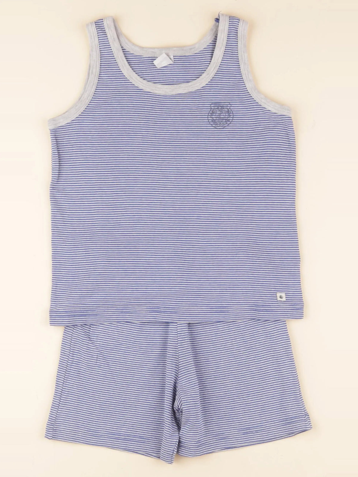 Petit Bateau - pyjama coton bleu, blanc - 5 ans