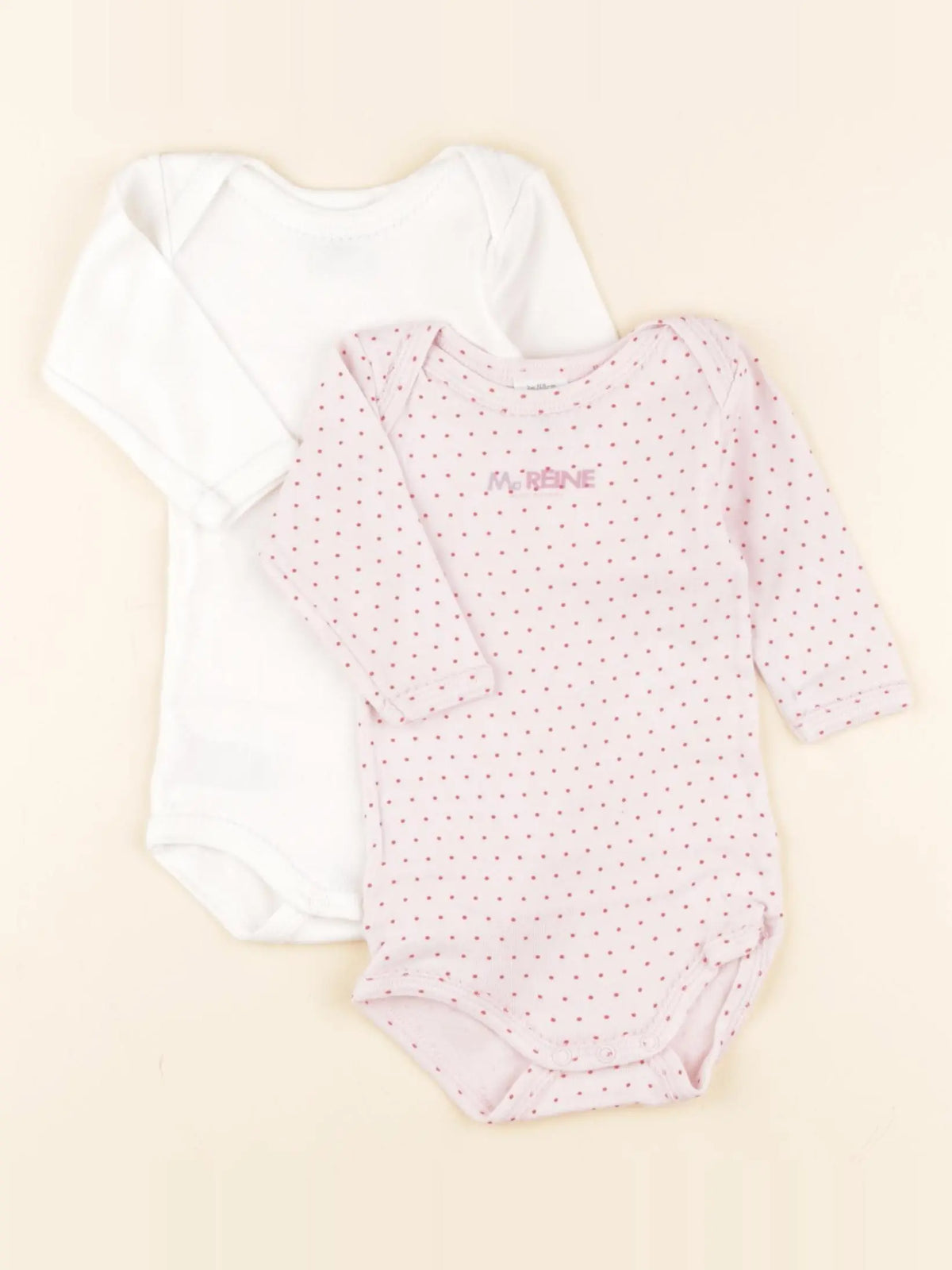 Petit Bateau - lot de 2 bodies en coton blanc, rose - 3 mois