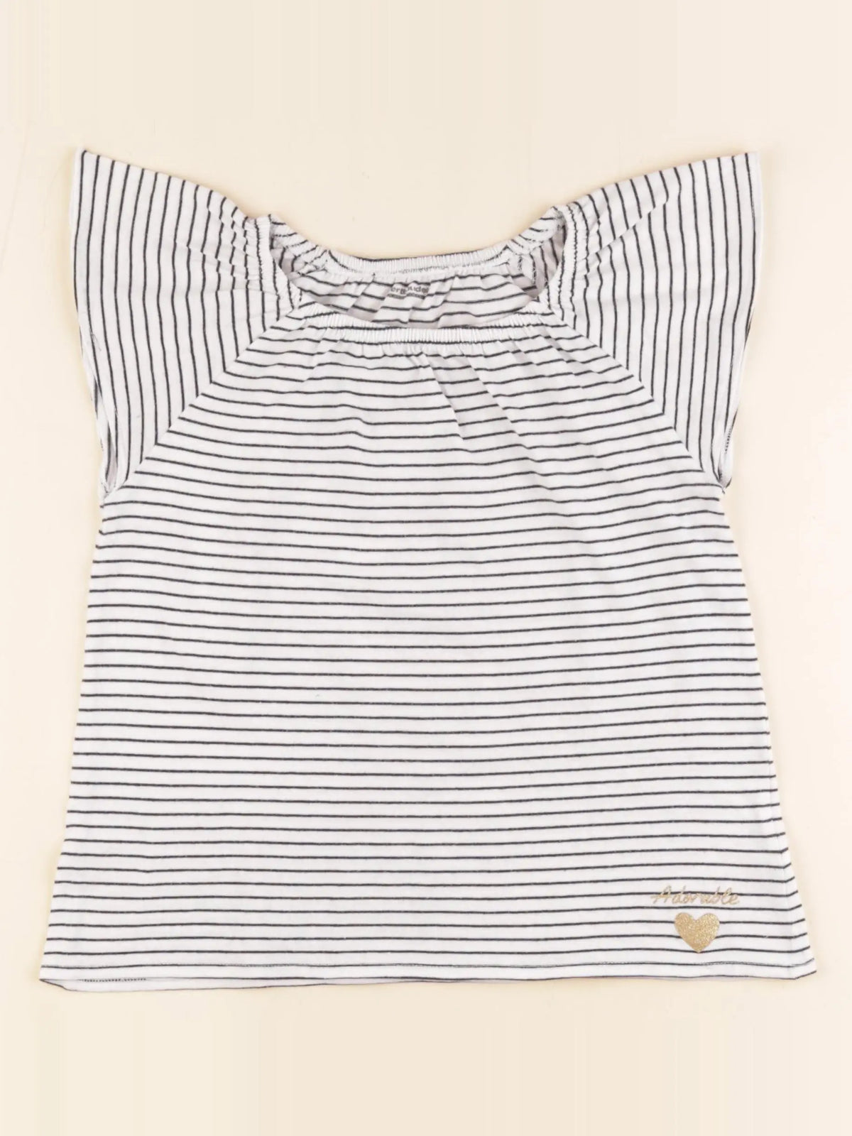 Vertbaudet - tee-shirt blanc, bleu - 8 ans