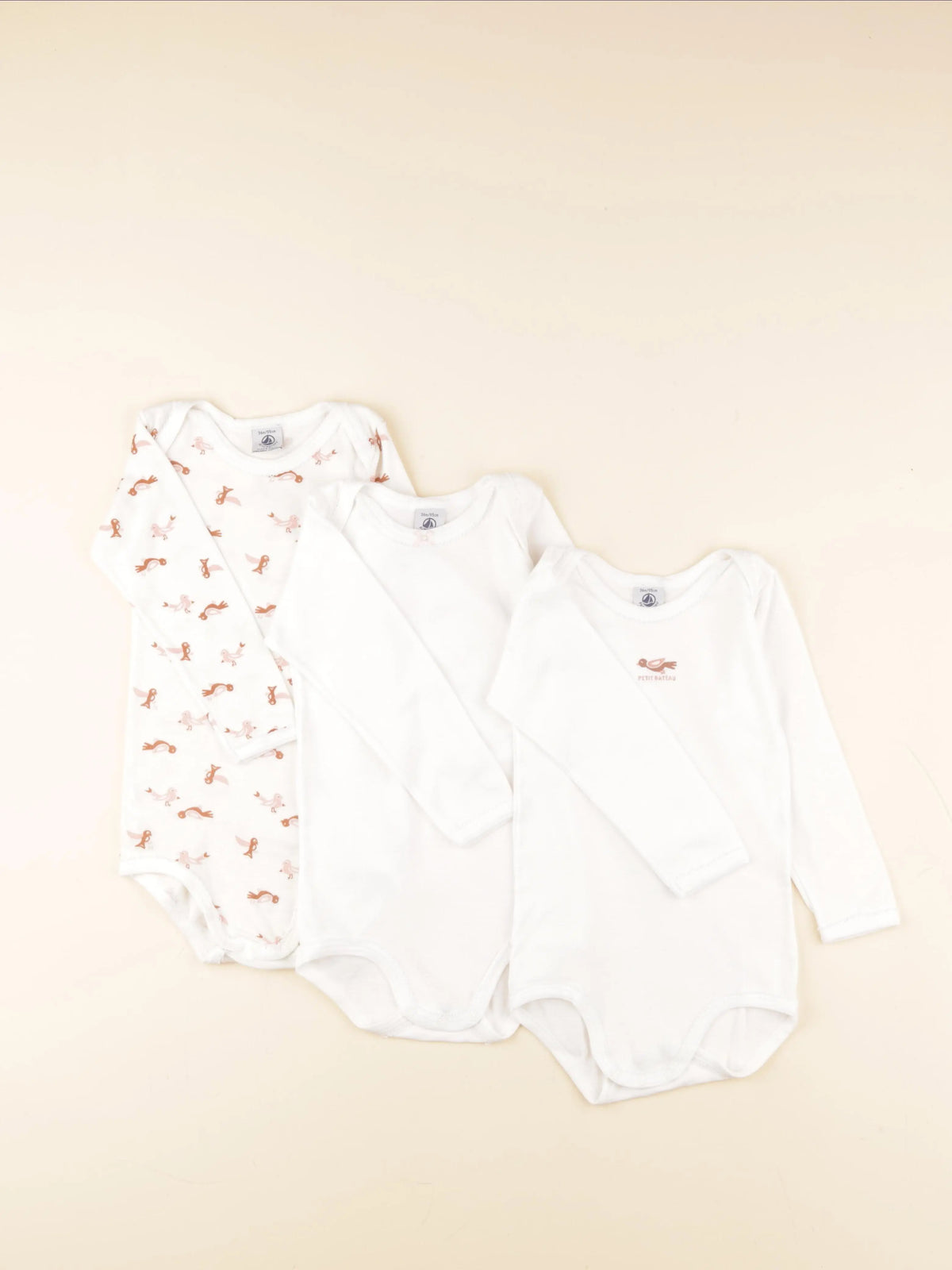 Petit Bateau - lot de 3 bodies en coton blanc - 36 mois