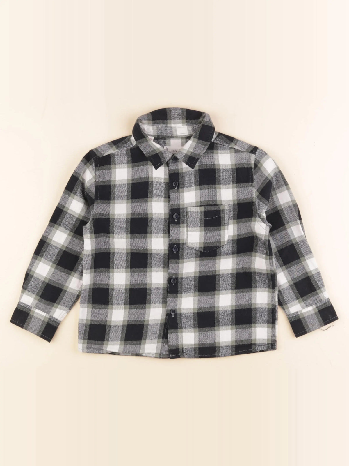 Mango - chemise noir, vert - 4/5 ans