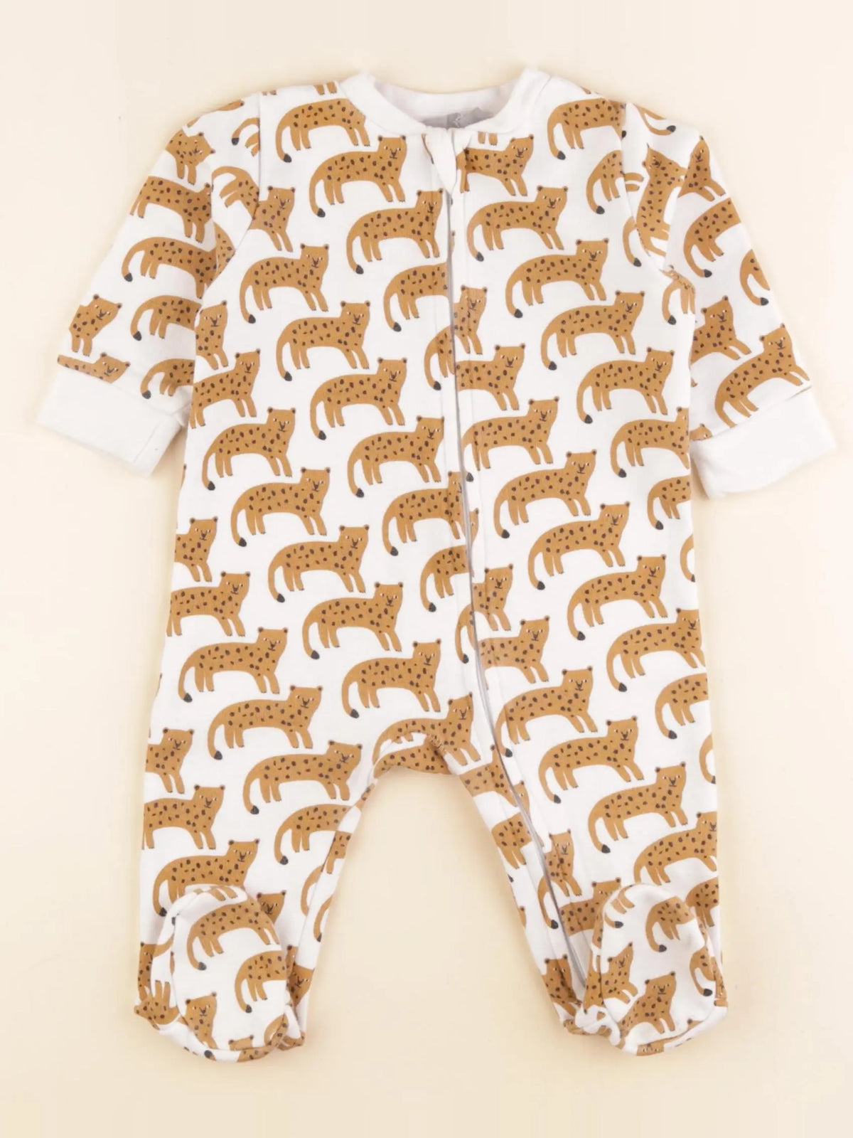 Boutchou - pyjama coton blanc, marron - 6 mois