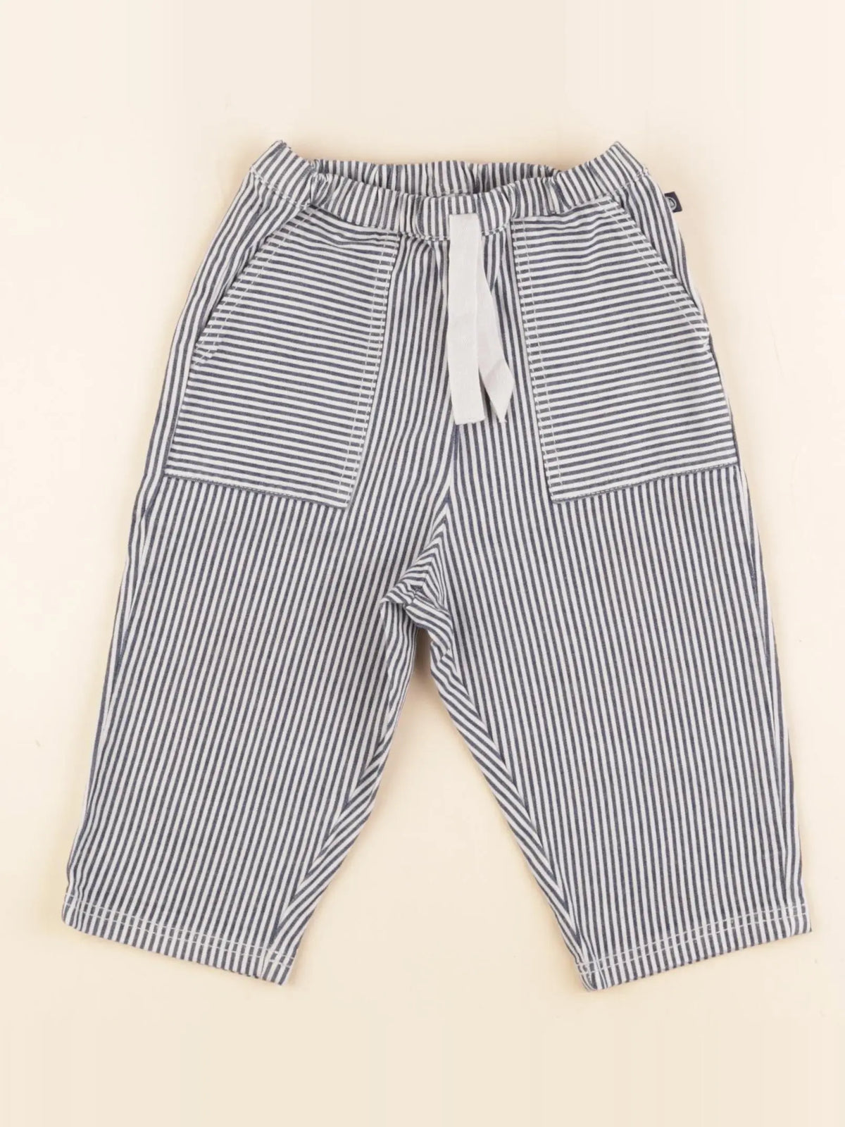 Petit Bateau - pantalon blanc, bleu - 18 mois