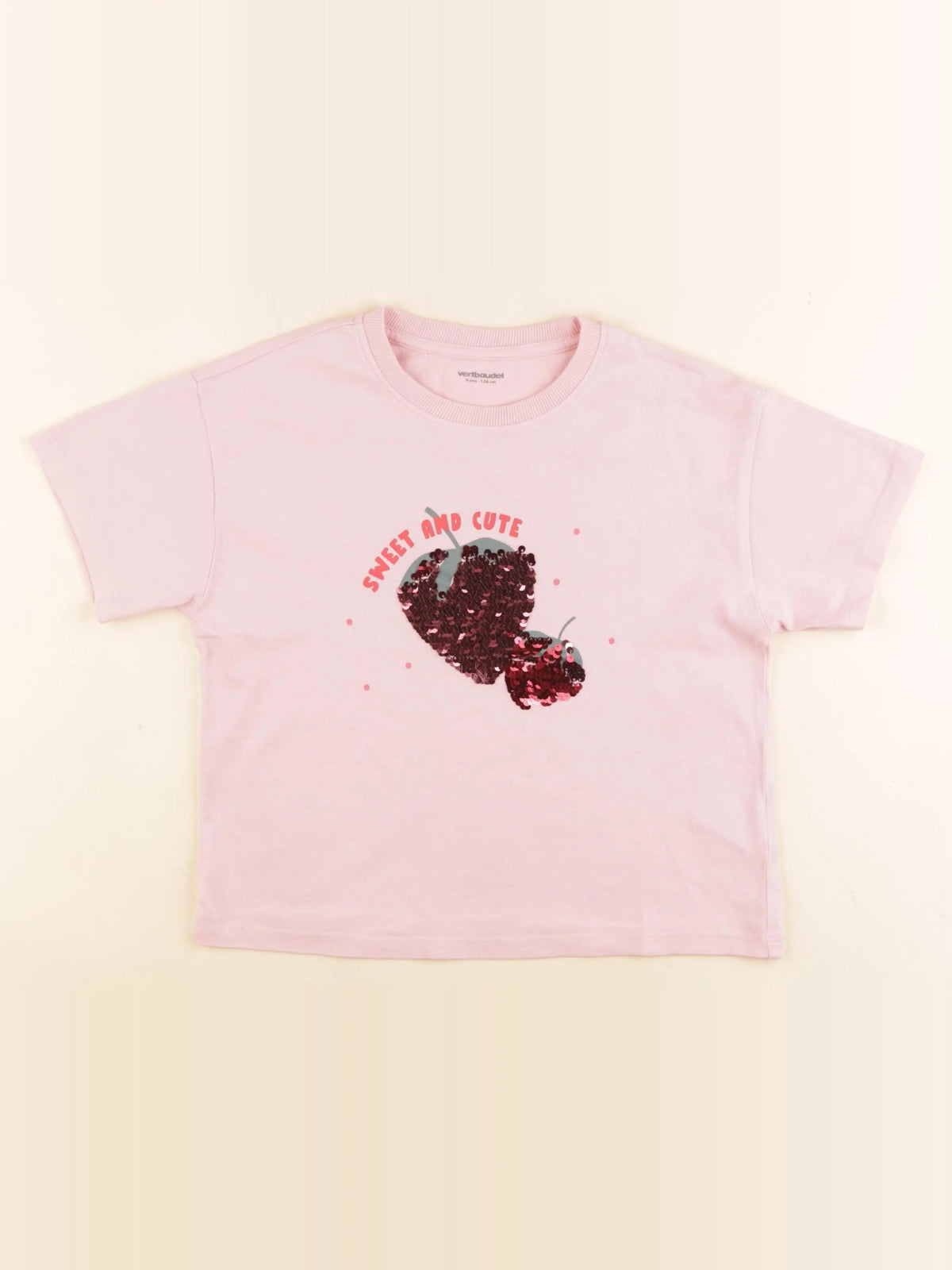 Vertbaudet - tee-shirt rose - 8 ans
