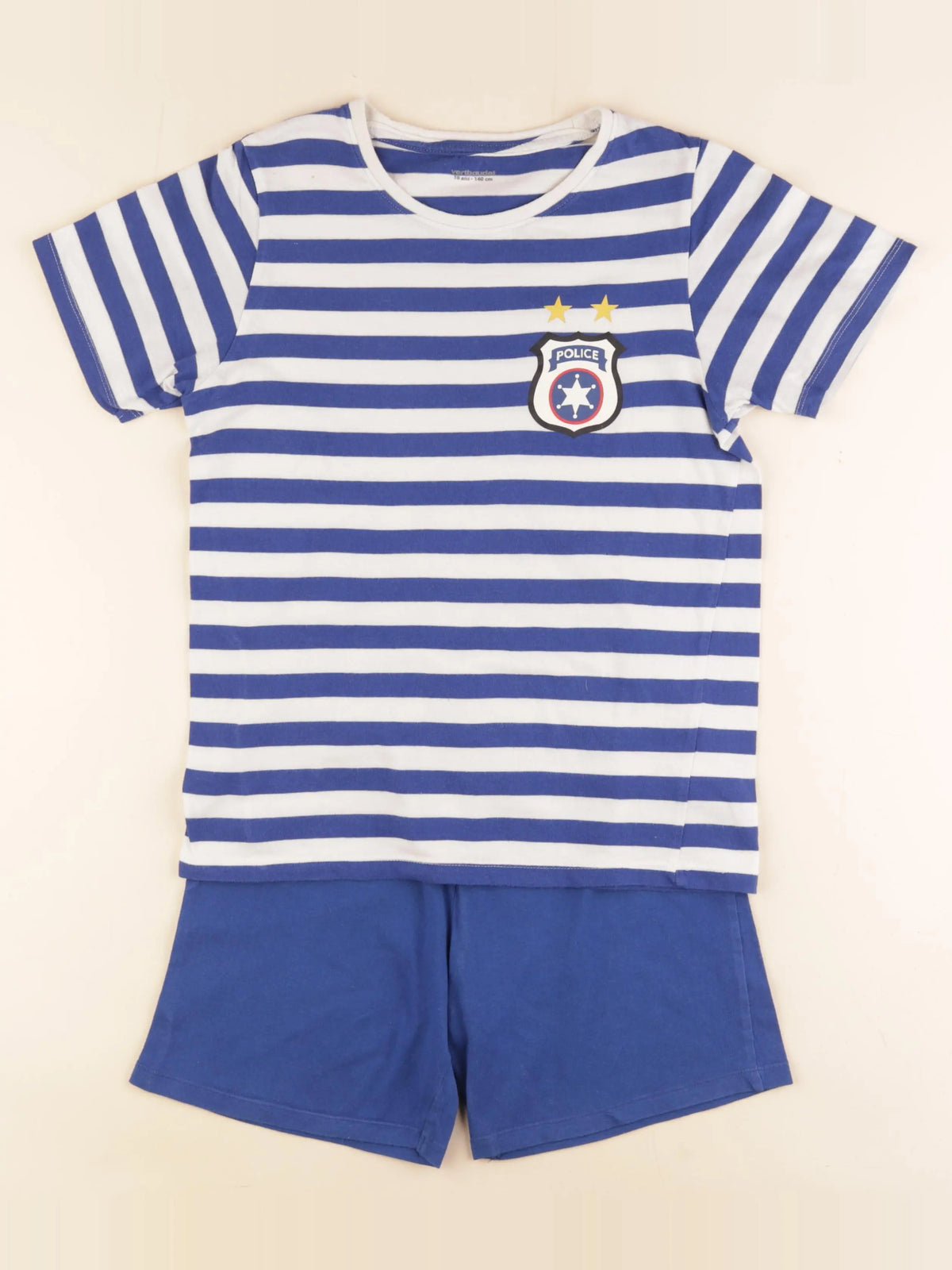 Vertbaudet - pyjama coton bleu, blanc - 10 ans