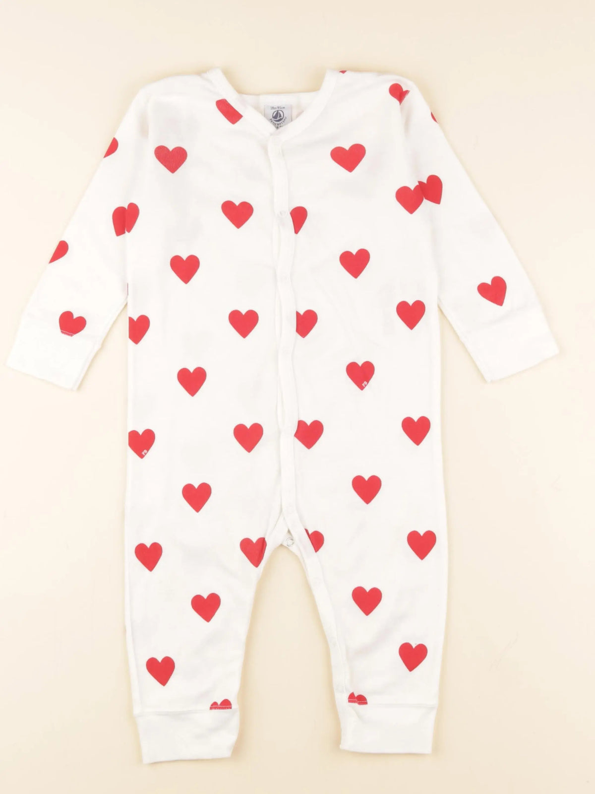Petit Bateau - pyjama coton blanc, rouge - 18 mois