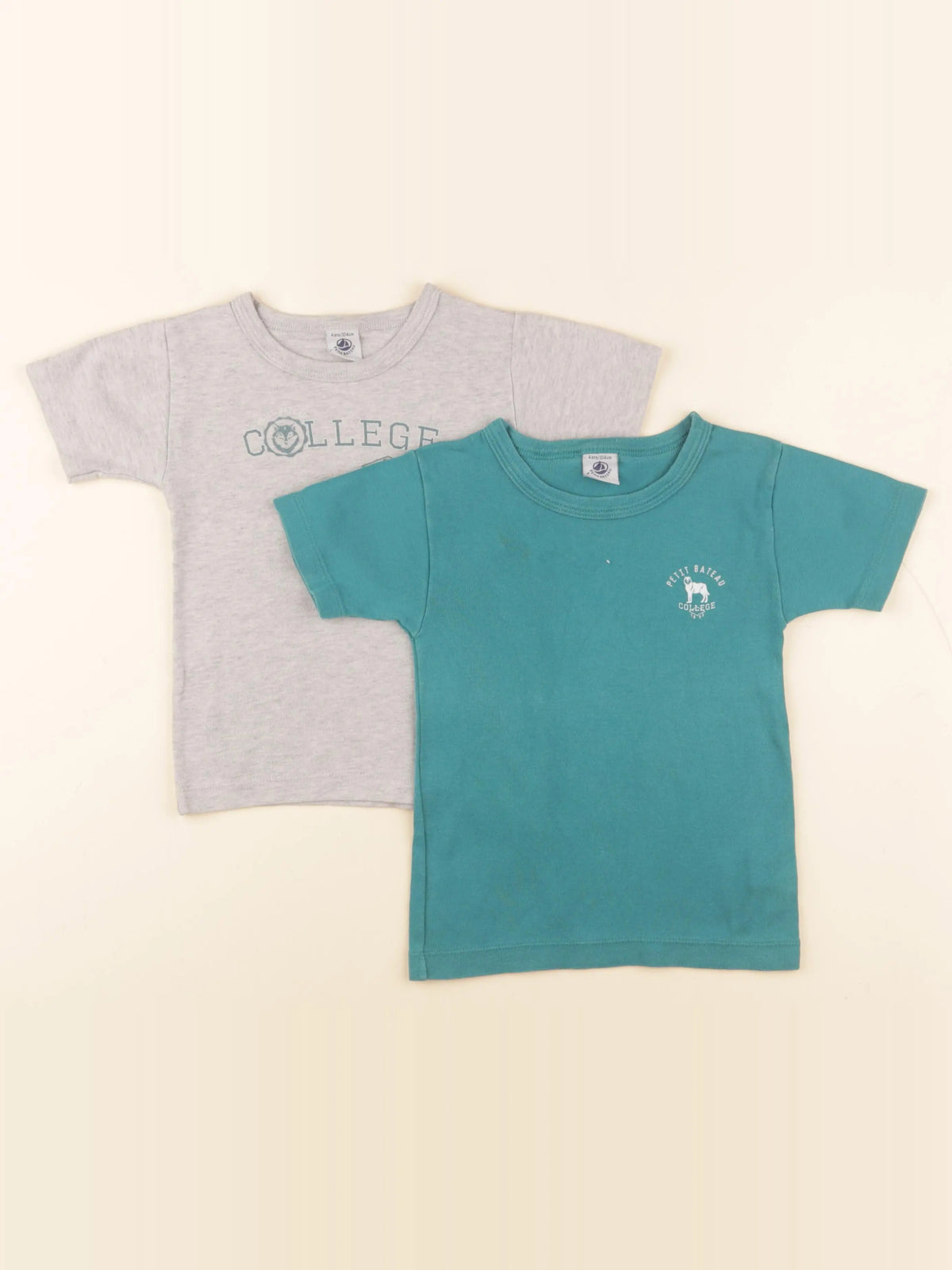 Petit Bateau - lot de 2 maillots de corps gris, vert - 4 ans