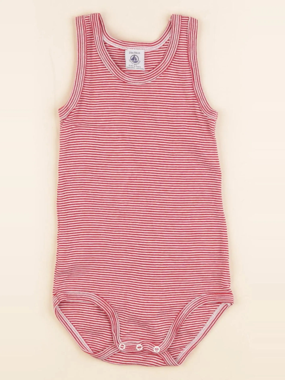 Petit Bateau - body rouge - 24 mois