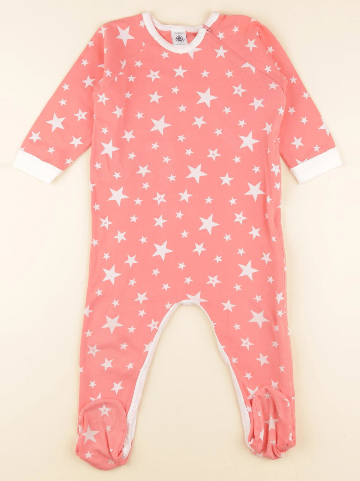 Petit Bateau - pyjama coton rose, blanc - 24 mois