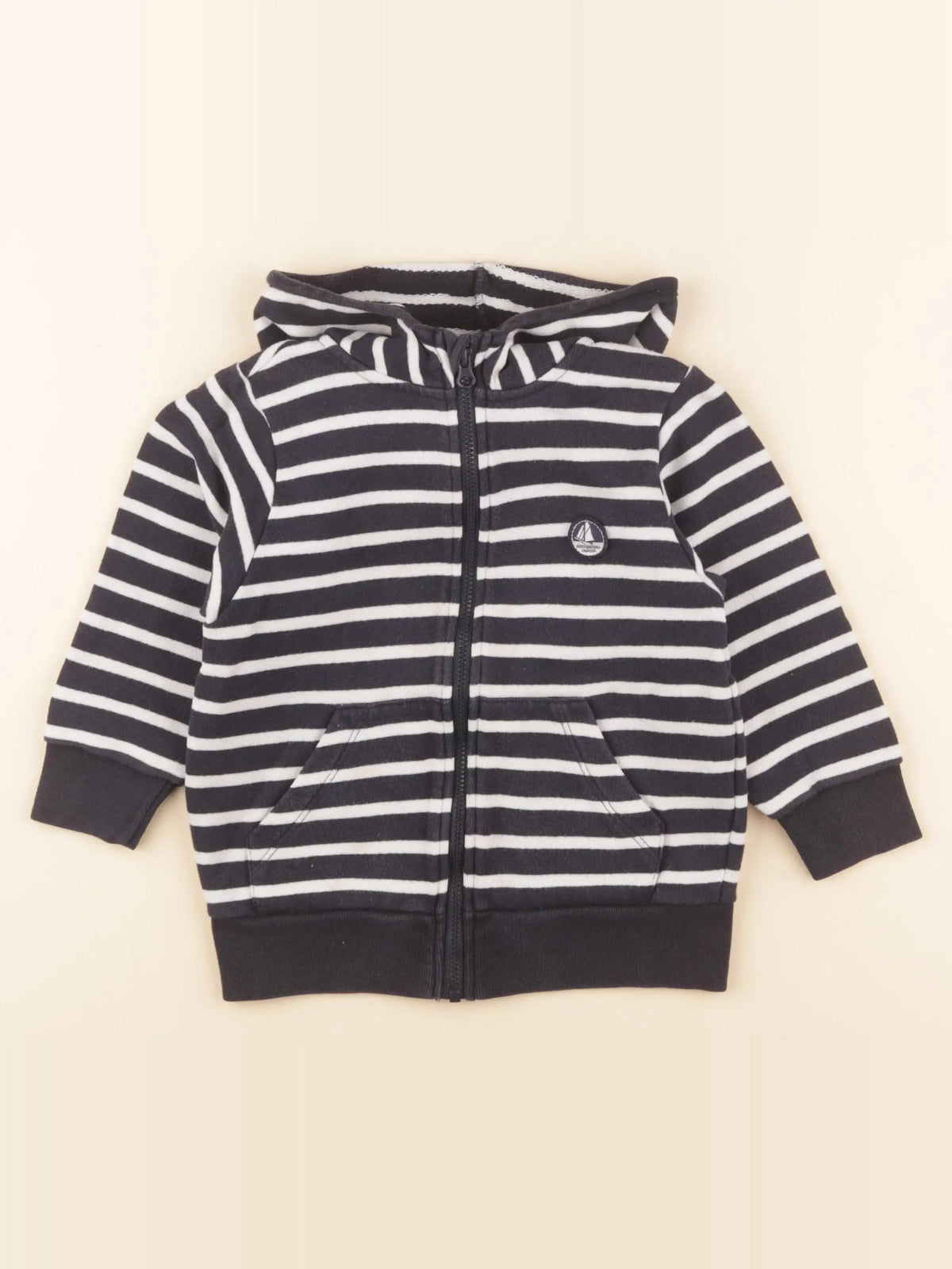 Petit Bateau - sweat bleu, beige - 3 ans
