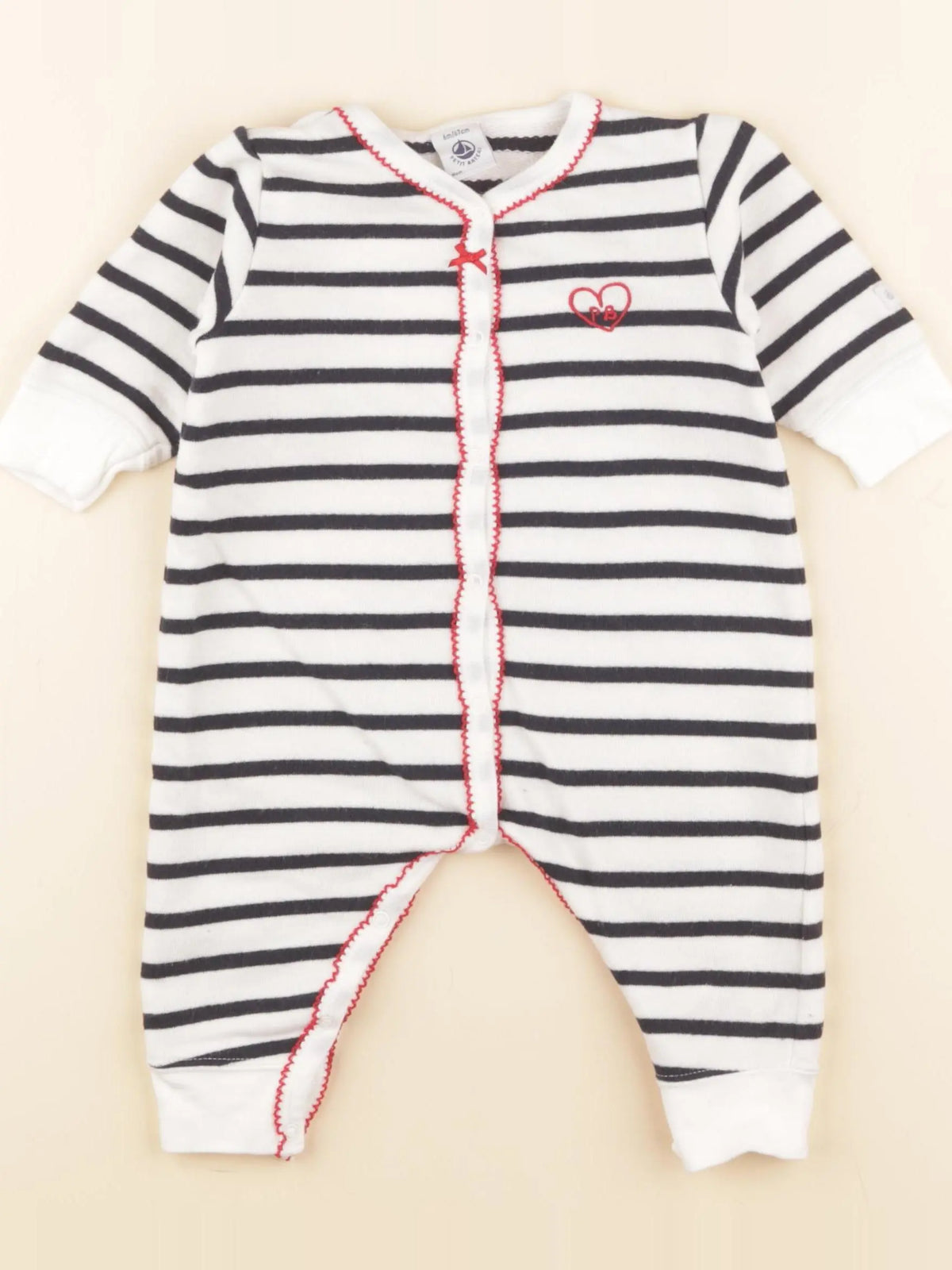 Petit Bateau - pyjama coton blanc, bleu - 6 mois