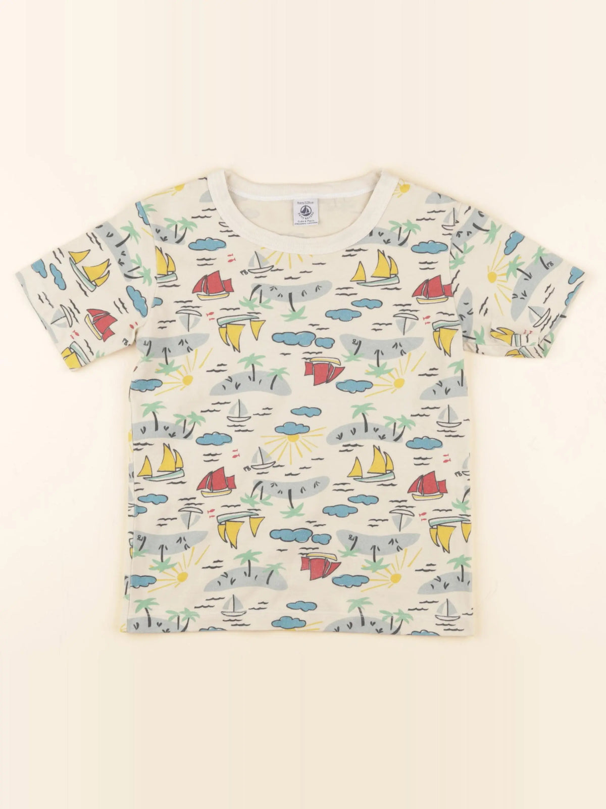 Petit Bateau - maillot de corps beige, bleu - 8 ans