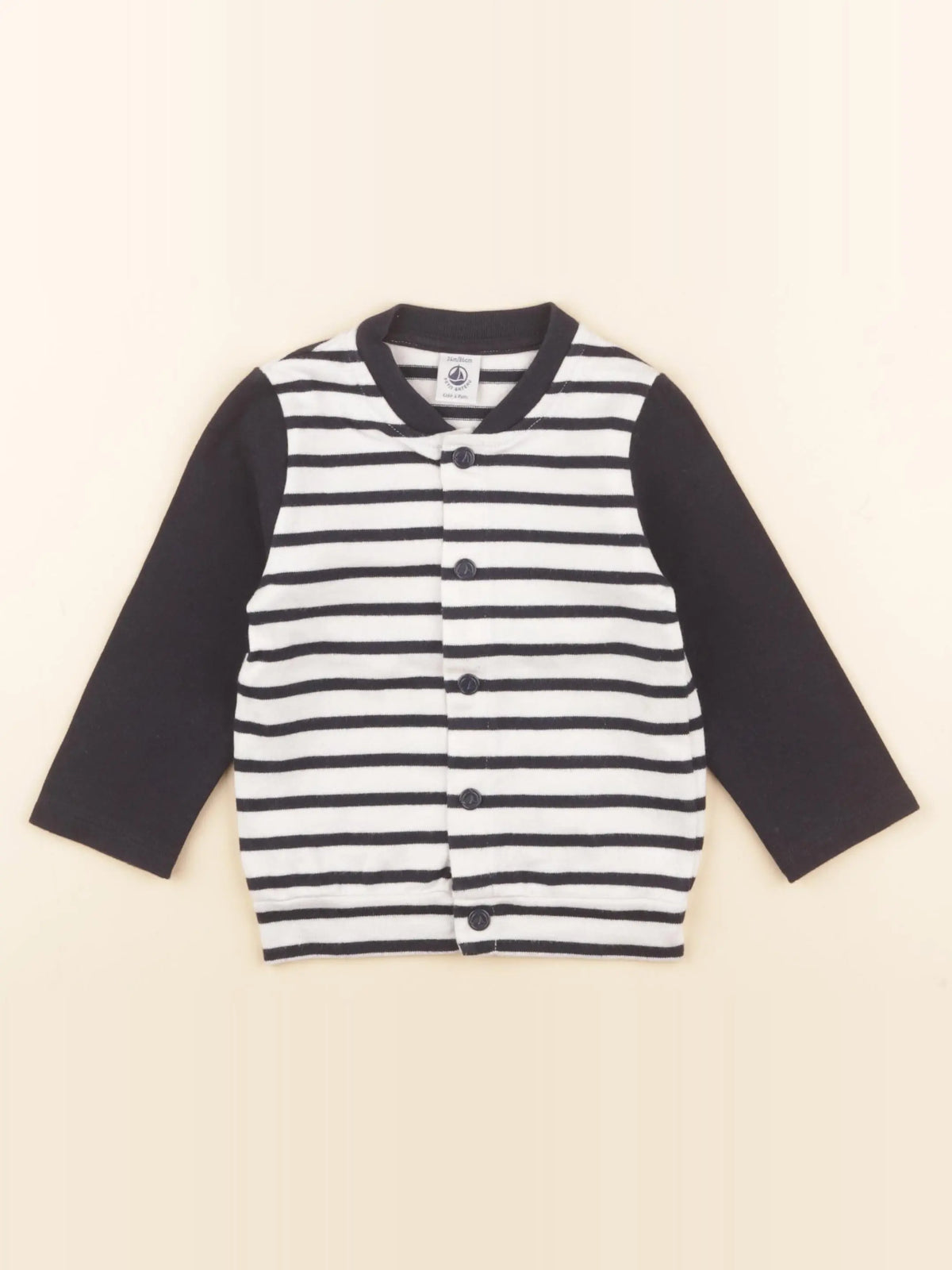 Petit Bateau - sweat bleu, beige - 24 mois