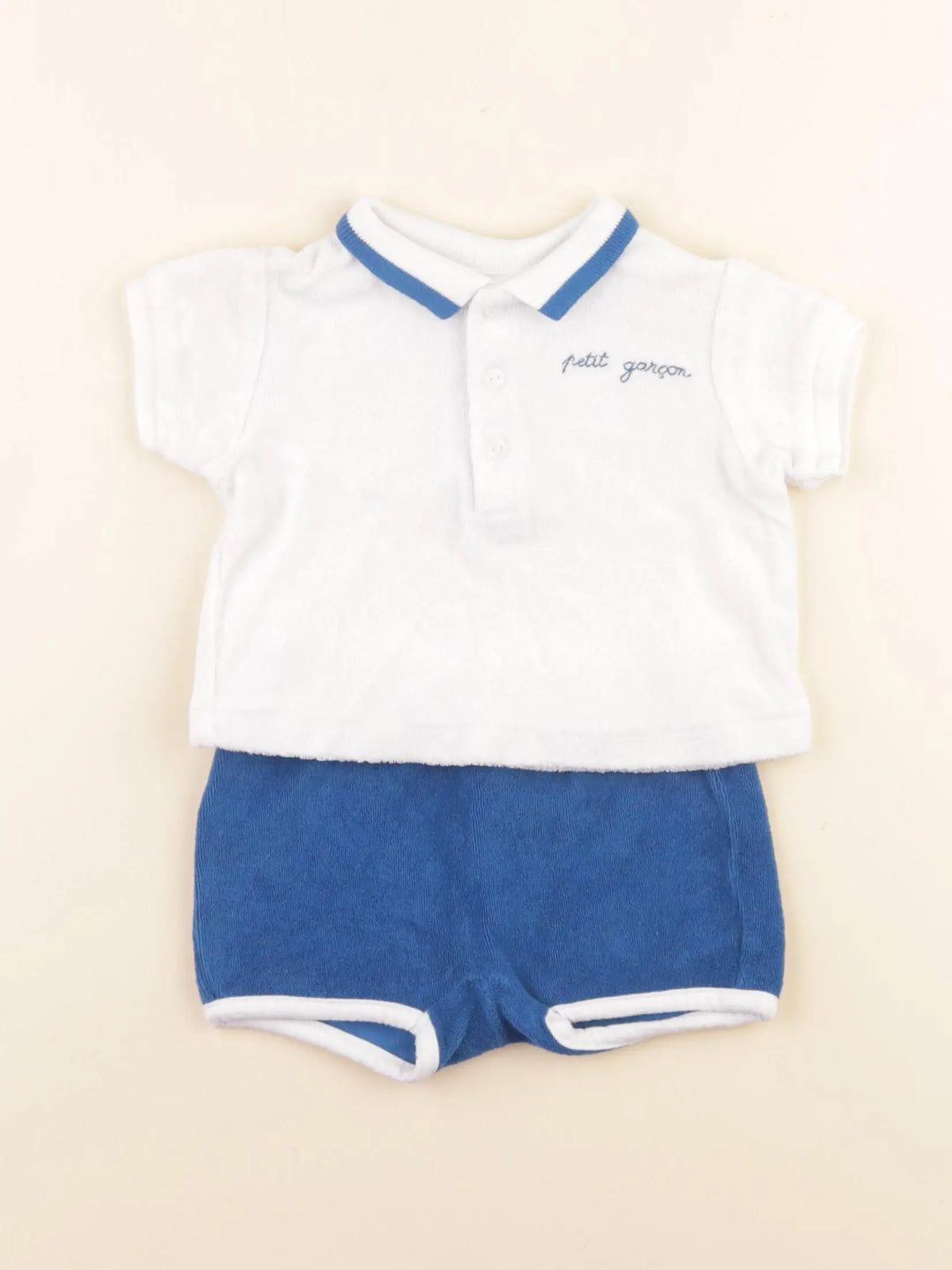 Jacadi - ensemble blanc, bleu - 6 mois