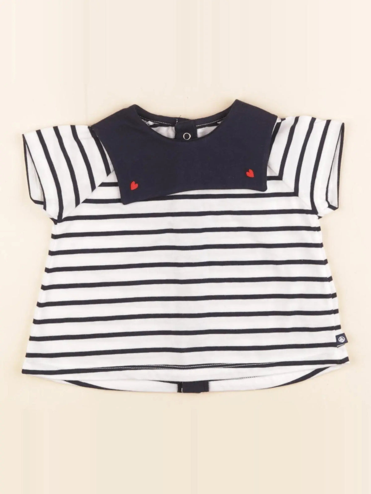 Petit Bateau - tee-shirt blanc, bleu - 6 mois