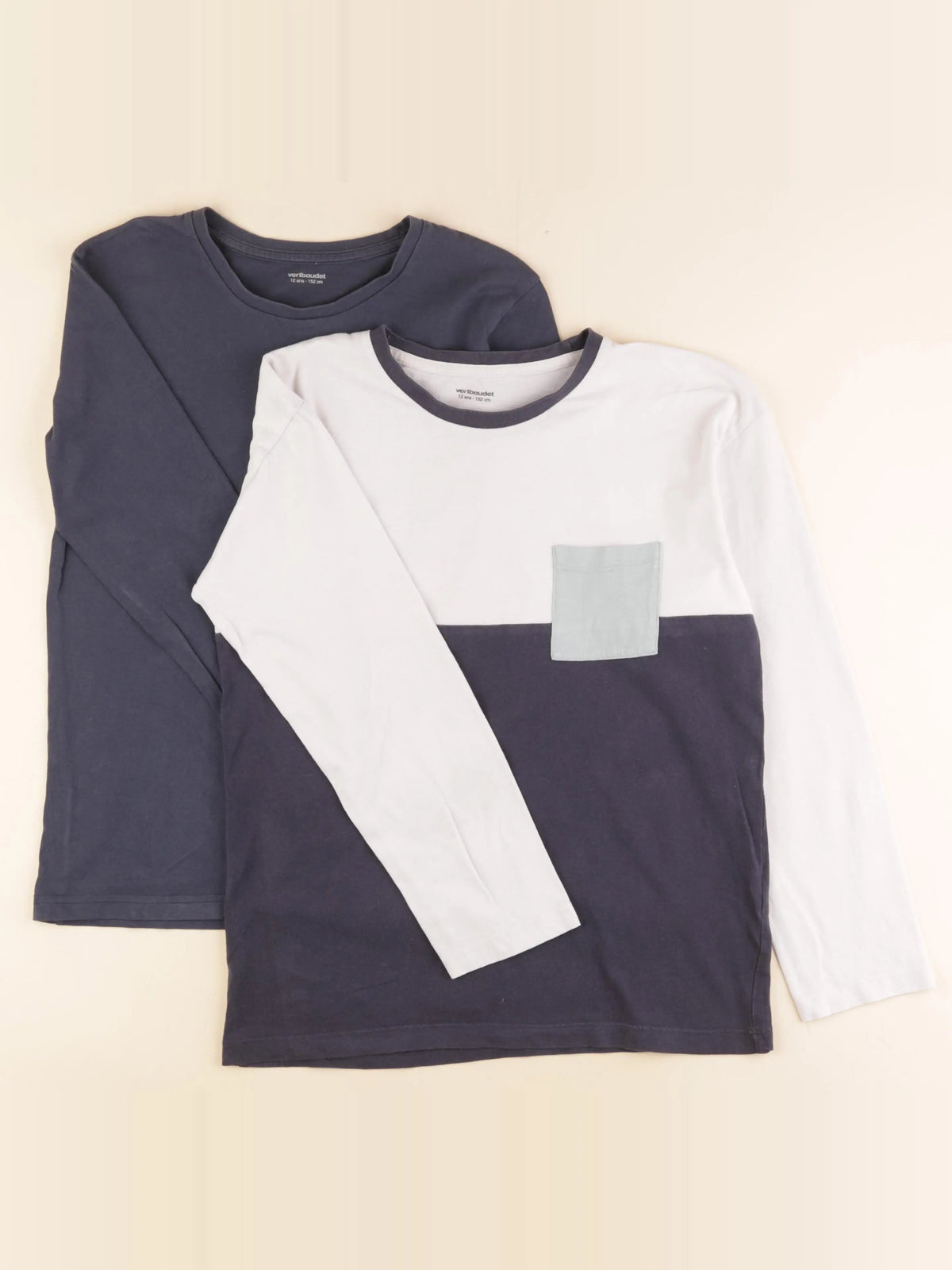 Vertbaudet - lot de 2 tee-shirts blanc, bleu - 12 ans