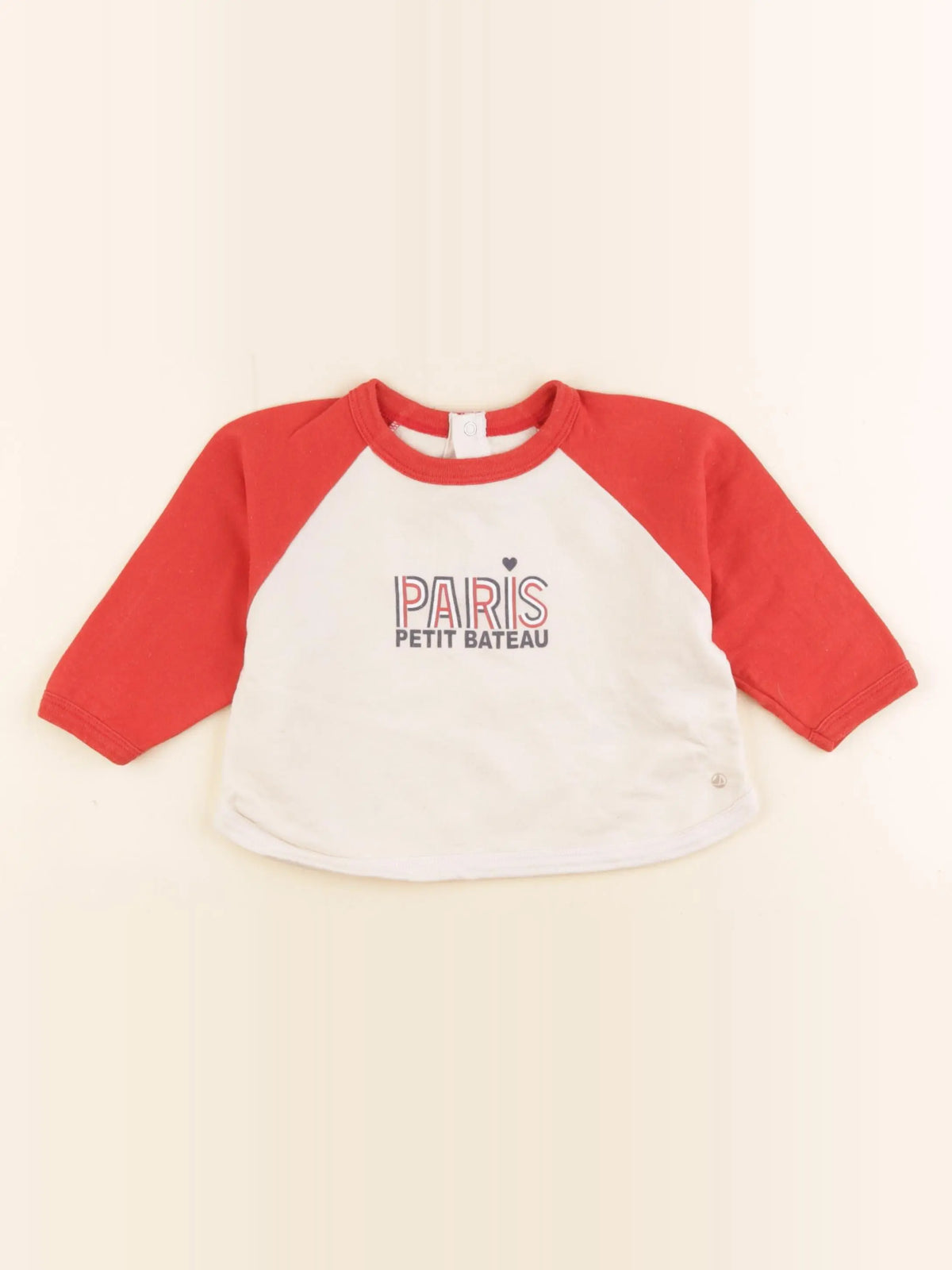 Petit Bateau - tee-shirt beige, rouge - 12 mois