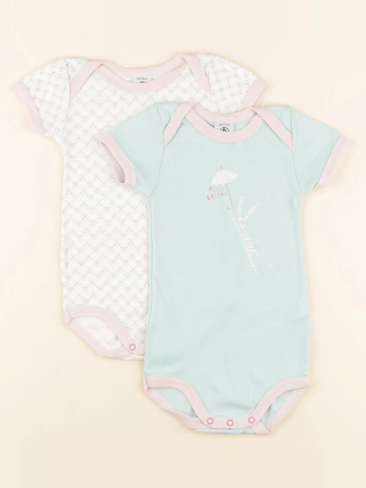 Petit Bateau - lot de 2 bodies en coton multicolore - 12 mois