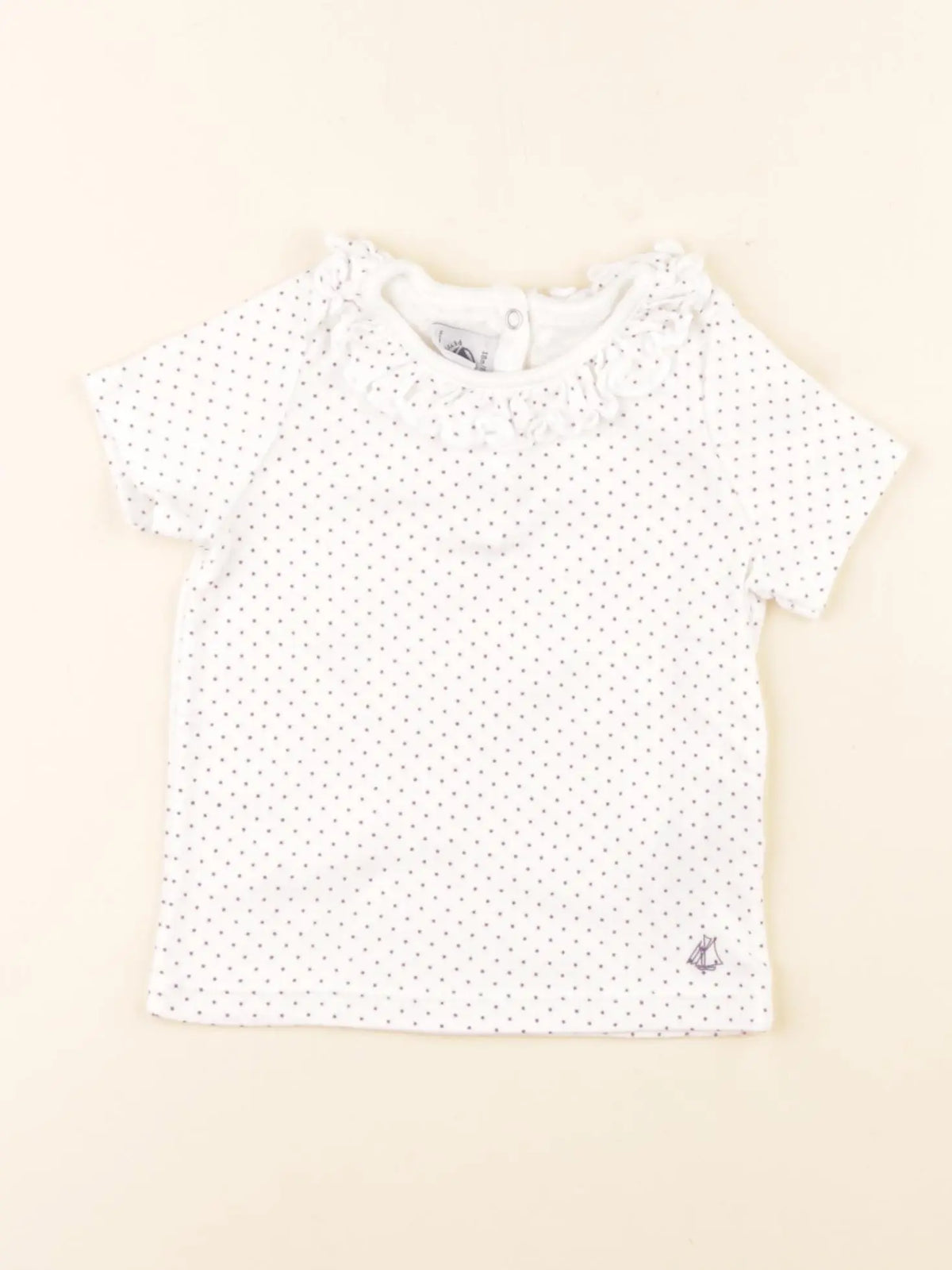 Petit Bateau - tee-shirt blanc, violet - 18 mois