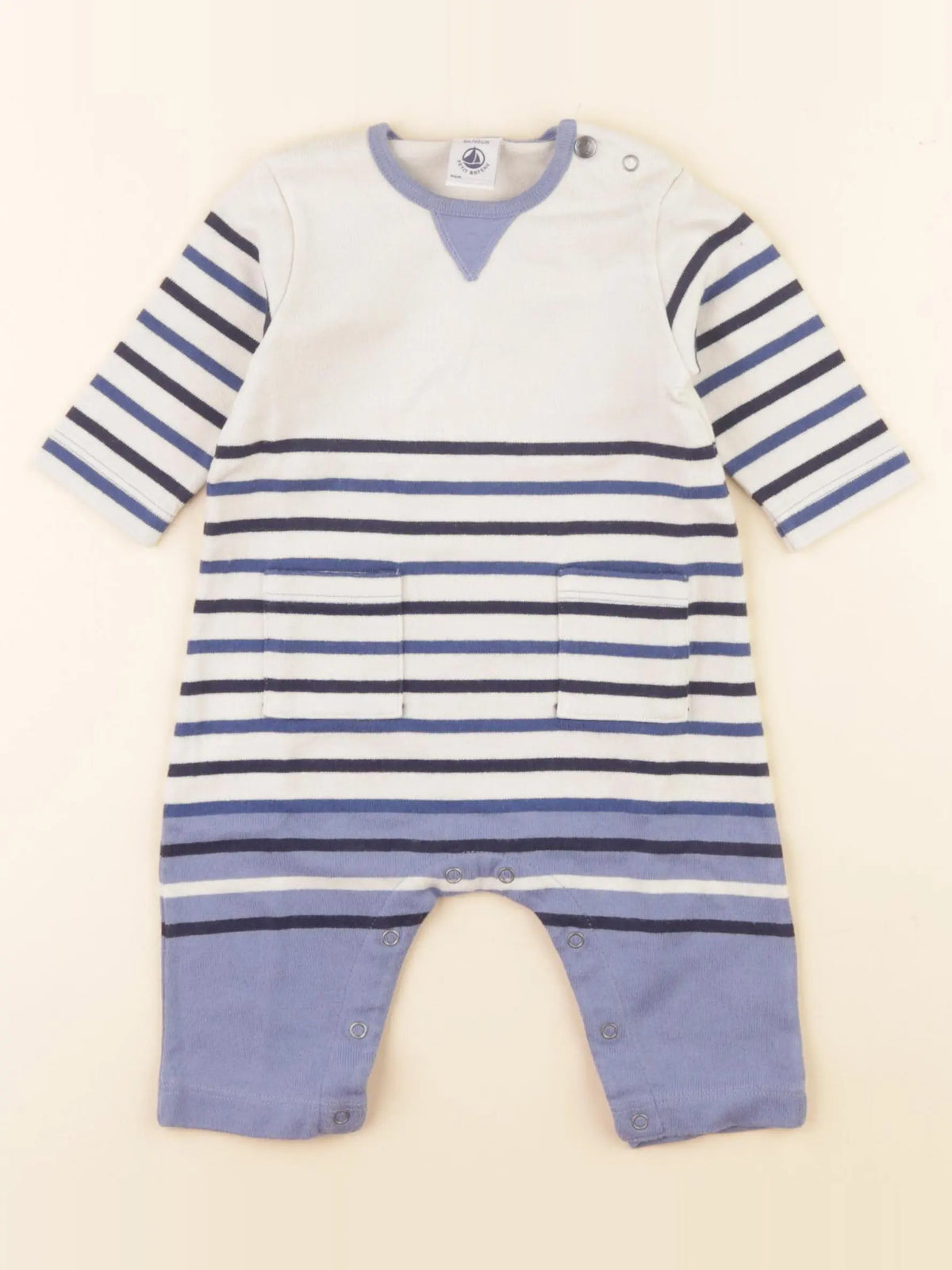 Petit Bateau - combinaison blanc, bleu - 3 mois