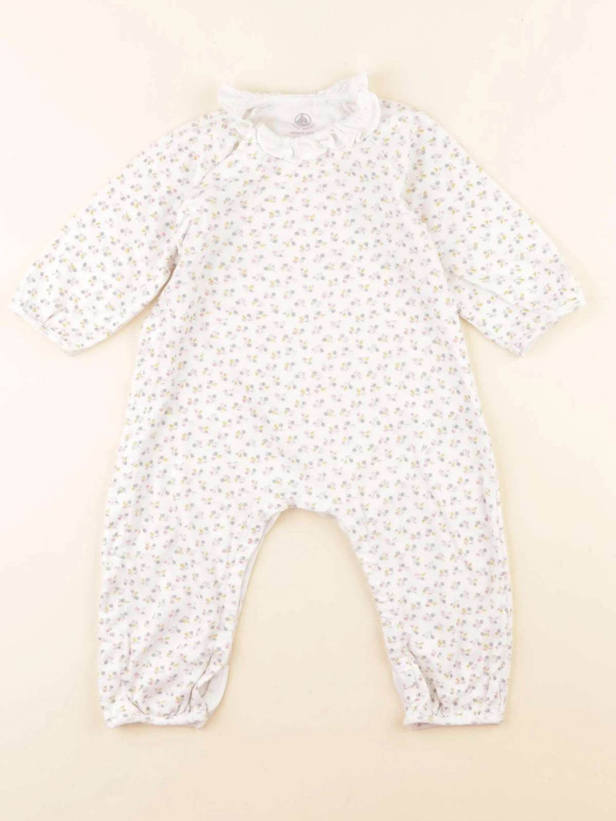 Petit Bateau - pyjama coton blanc, rose - 12 mois