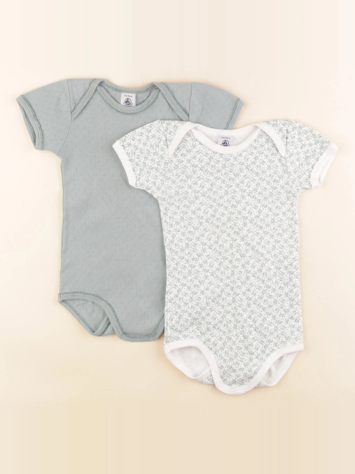 Petit Bateau - lot de 2 bodies en coton vert - 24 mois