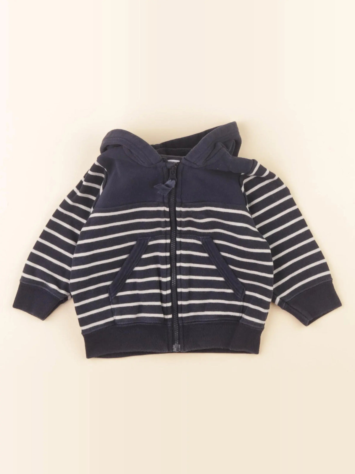 Petit Bateau - sweat bleu, blanc - 12 mois