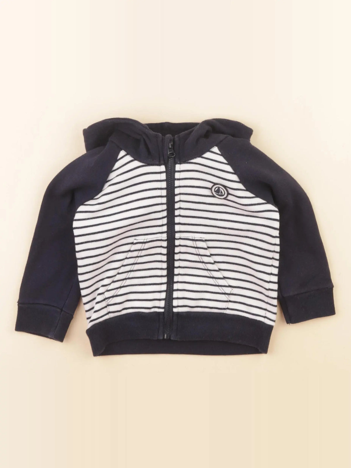 Petit Bateau - sweat blanc, bleu - 12 mois