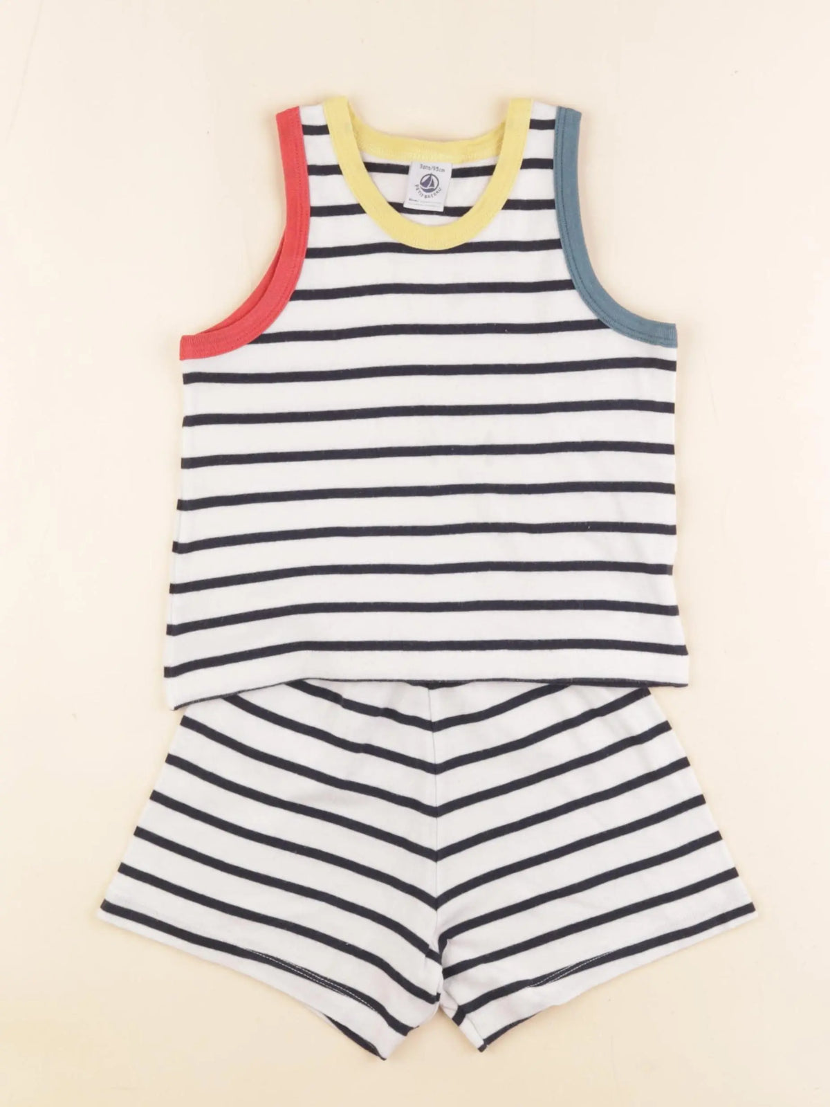 Petit Bateau - pyjama coton bleu, blanc - 3 ans