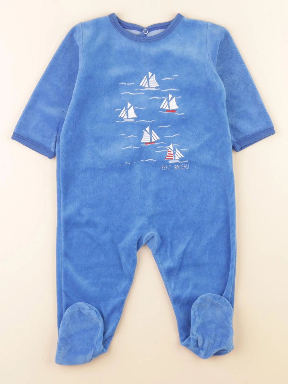 Petit Bateau - pyjama velours bleu - 12 mois