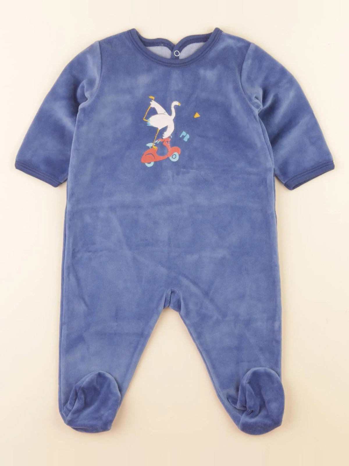 Petit Bateau - pyjama velours bleu - 6 mois