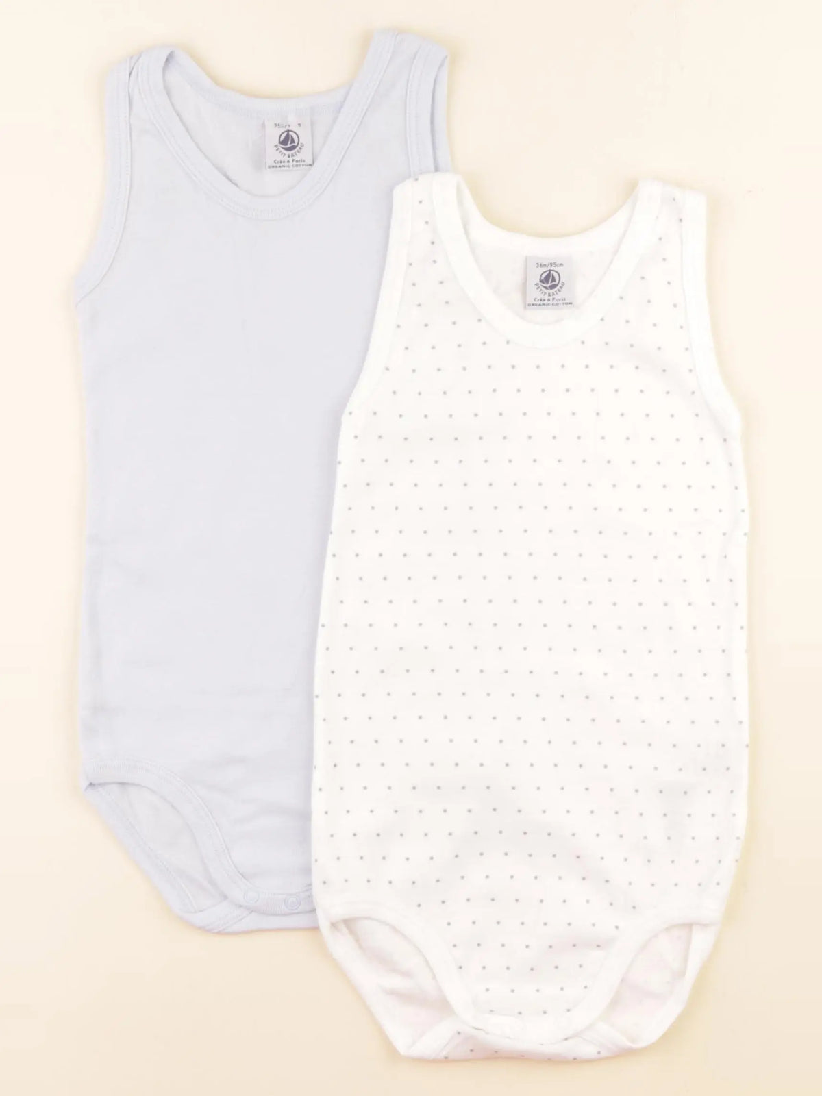 Petit Bateau - lot de 2 bodies en coton blanc, bleu - 3 ans