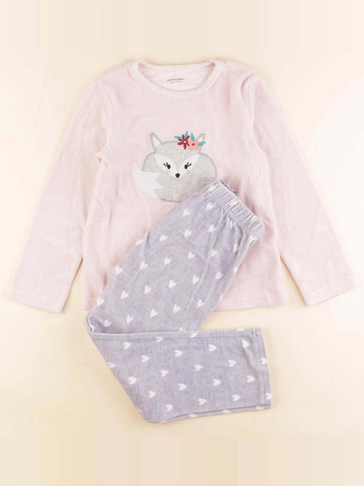 Vertbaudet - pyjama velours rose - 8 ans