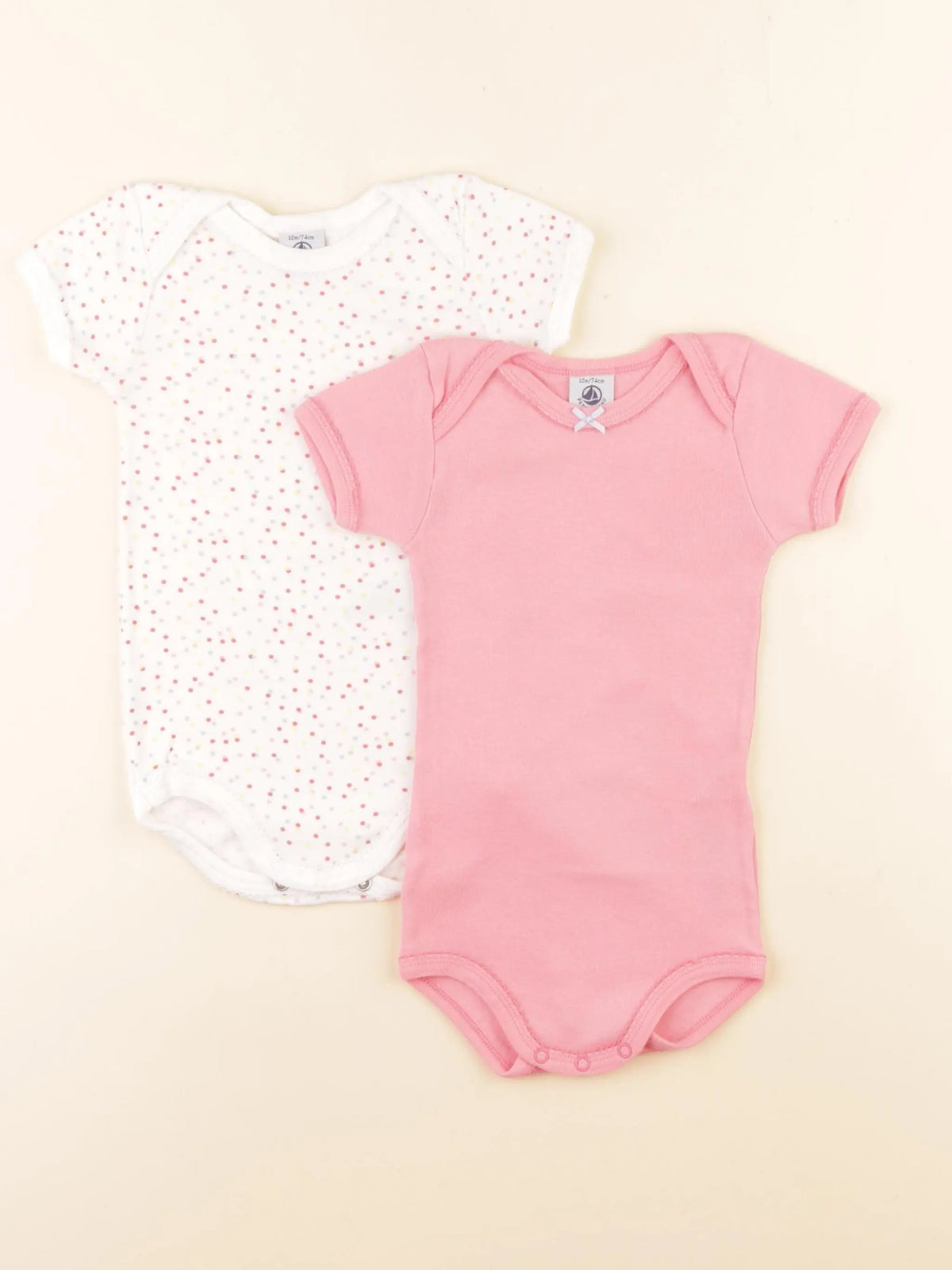 Petit Bateau - lot de 2 bodies en coton multicolore - 12 mois