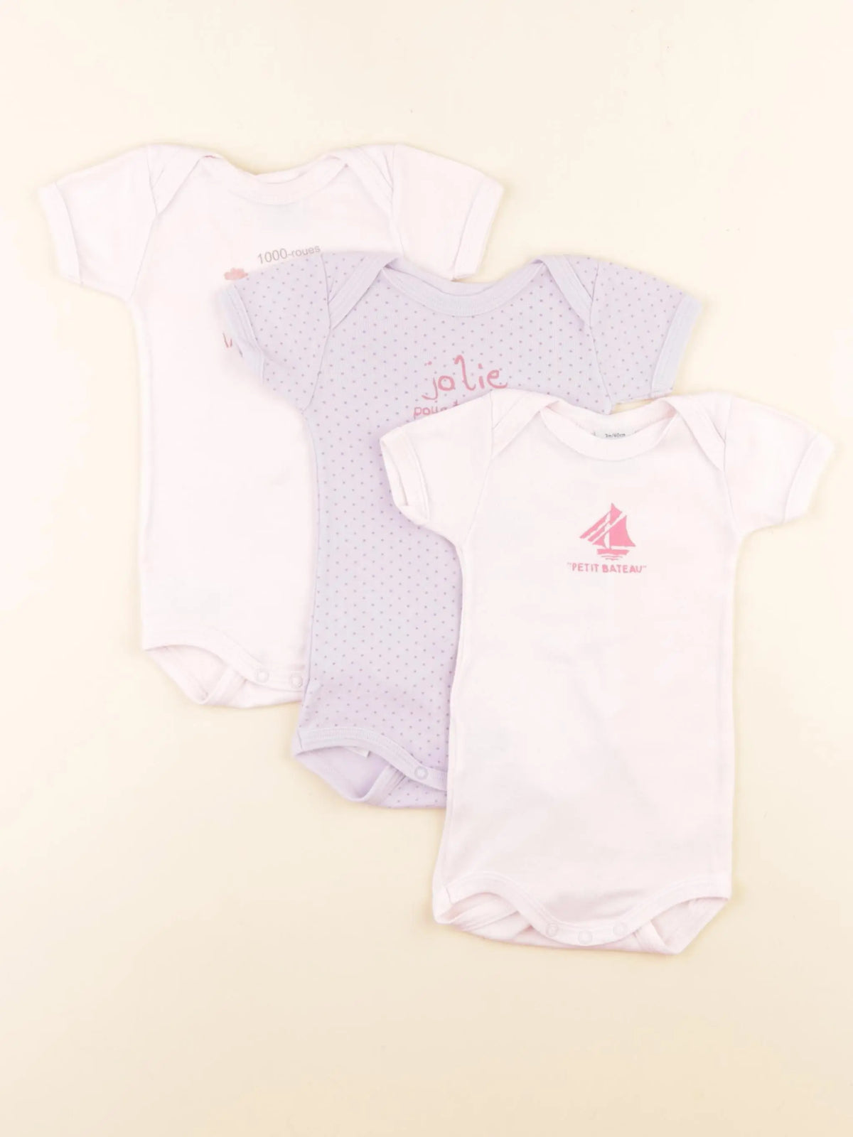 Petit Bateau - lot de 3 bodies en coton multicolore - 3 mois