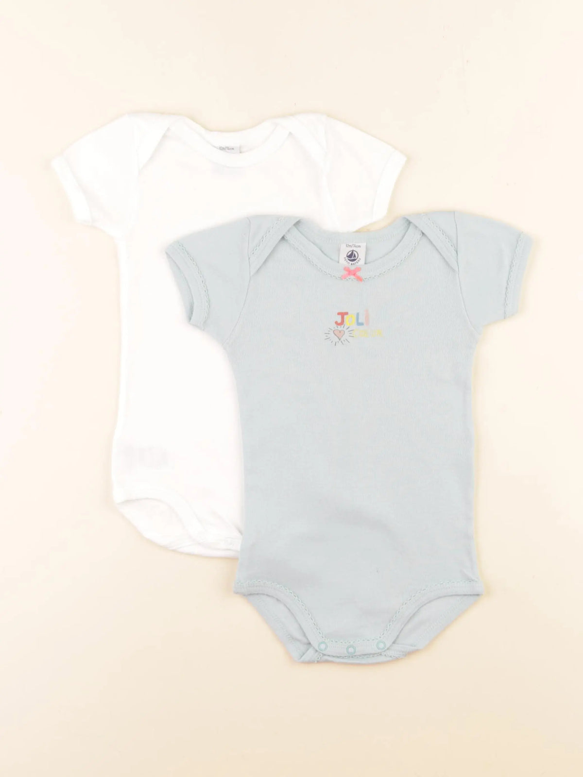 Petit Bateau - lot de 2 bodies en coton multicolore - 12 mois
