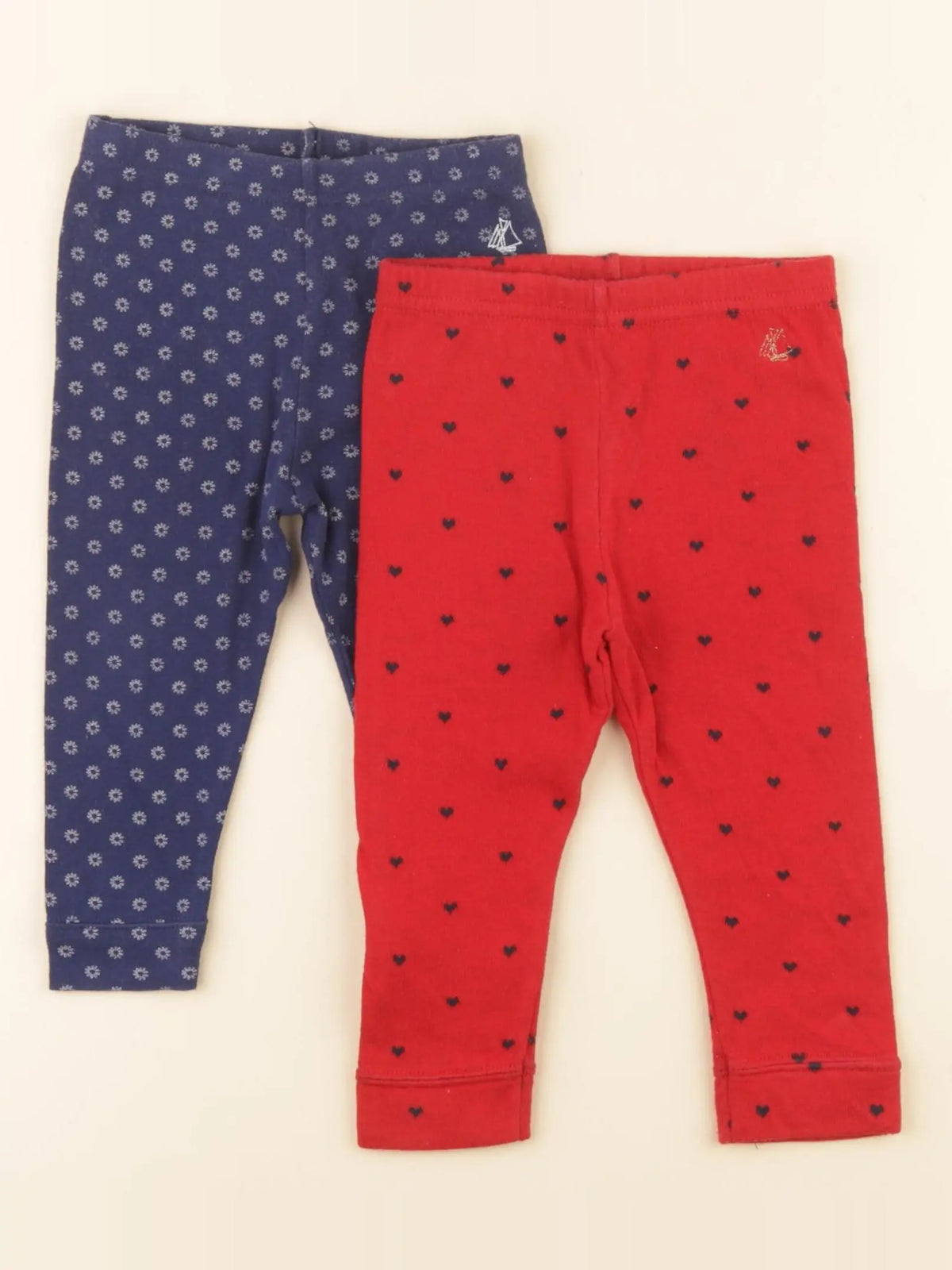 Petit Bateau - lot de 2 leggings multicolore - 12 mois