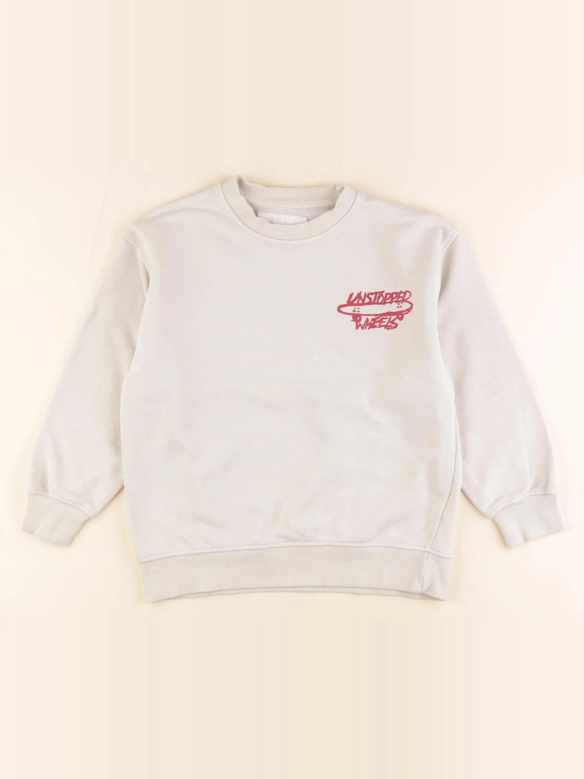 Zara - sweat imprimé au dos beige - 7/8 ans