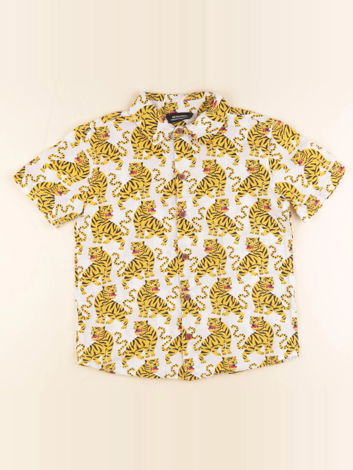 Monoprix - chemise beige, orange - 8 ans